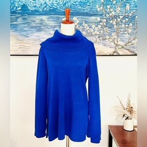 ❄️Cable & Gauge Cowl Neck Tunic Sweater w/Side Slits, Size Large, Royal Blue